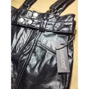 [BLANKNYC] Black Faux Leather Overalls Size 25 Vegan Leather “Other Worldly” NWT